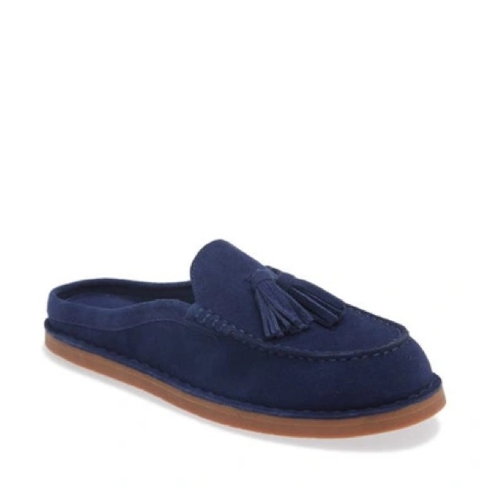 JEFFREY CAMPBELL Tassel Leather Slip On Loafer Mule Dark Blue Suede Size 8.5 - Picture 13 of 14